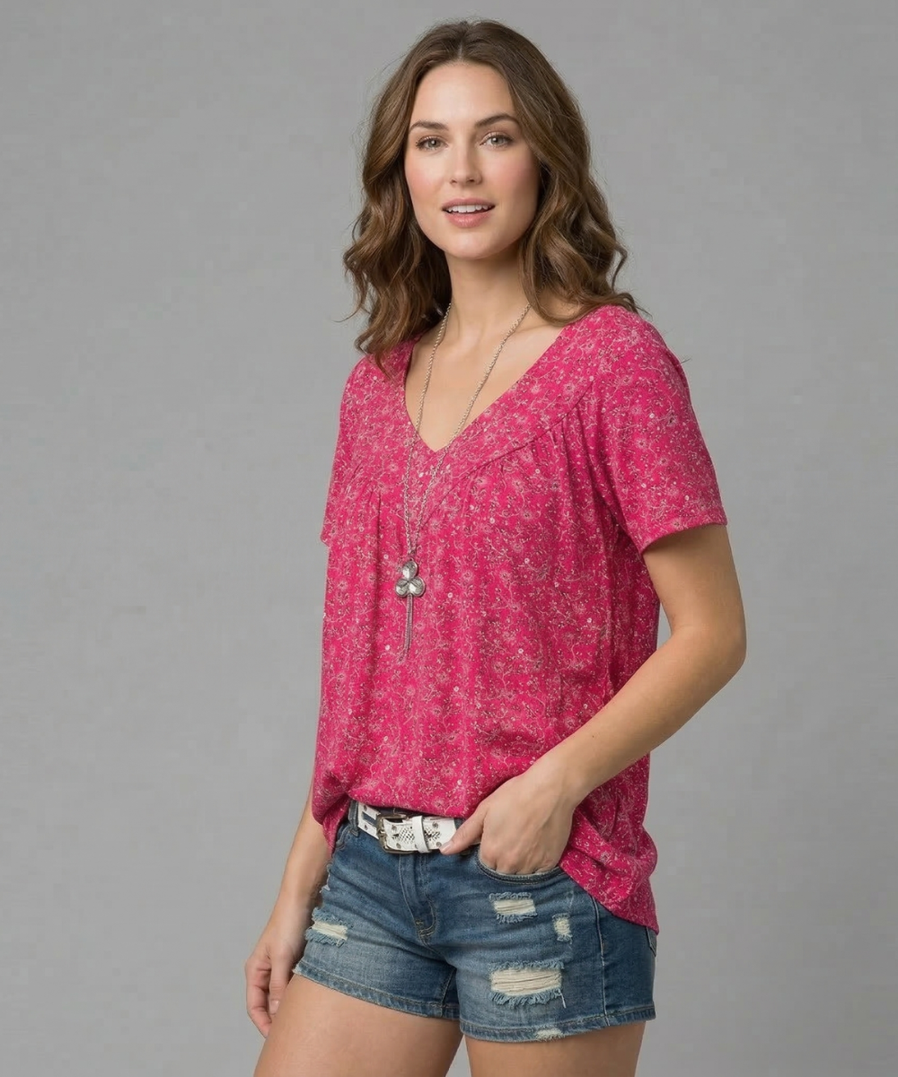 Flora™ | T-shirt con Scollo a V Floreale