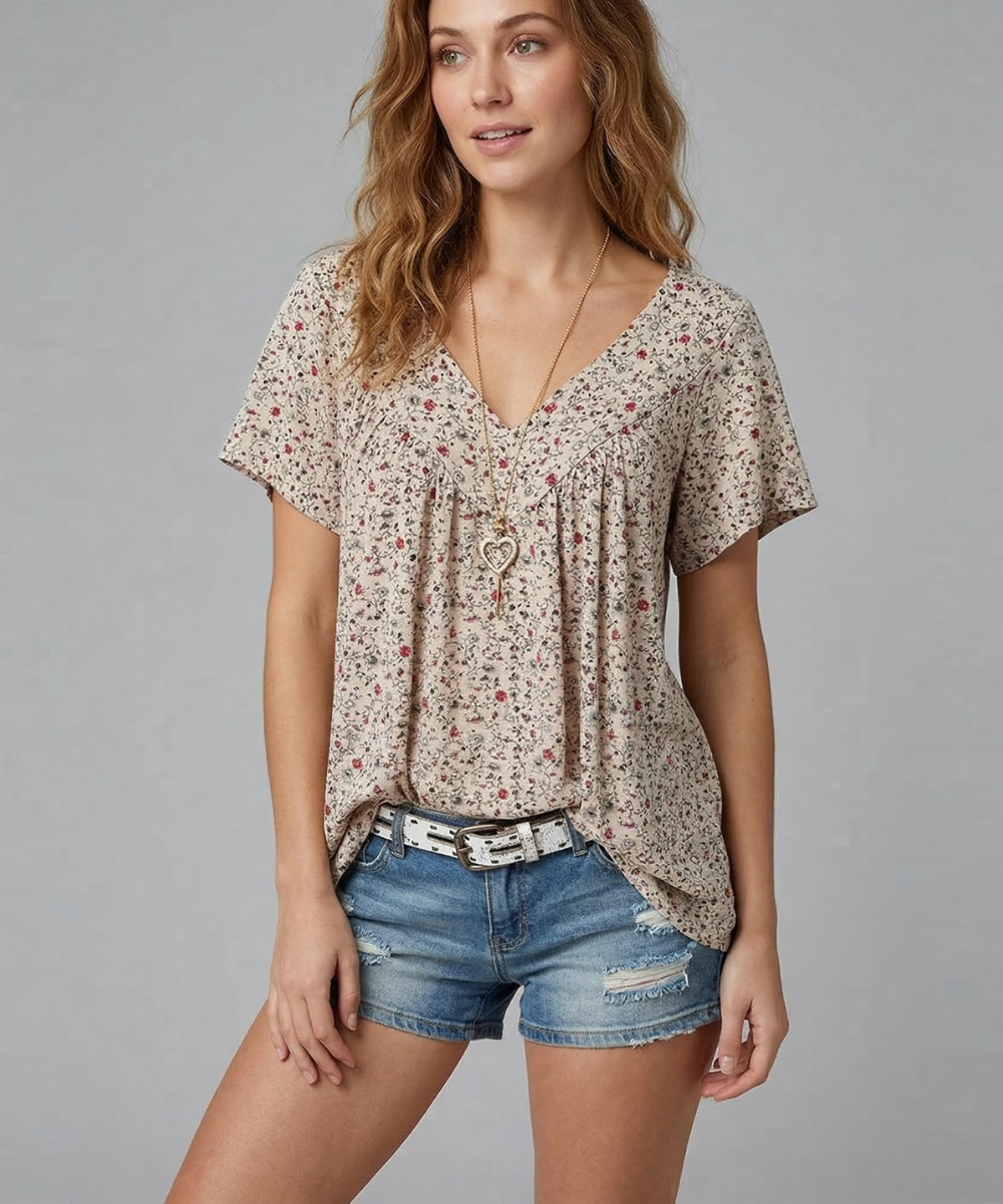 Flora™ | T-shirt con Scollo a V Floreale