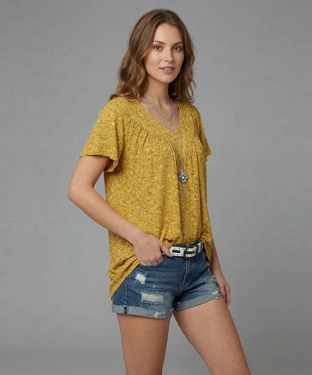 Flora™ | T-shirt con Scollo a V Floreale