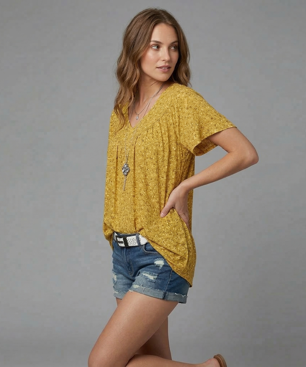 Flora™ | T-shirt con Scollo a V Floreale