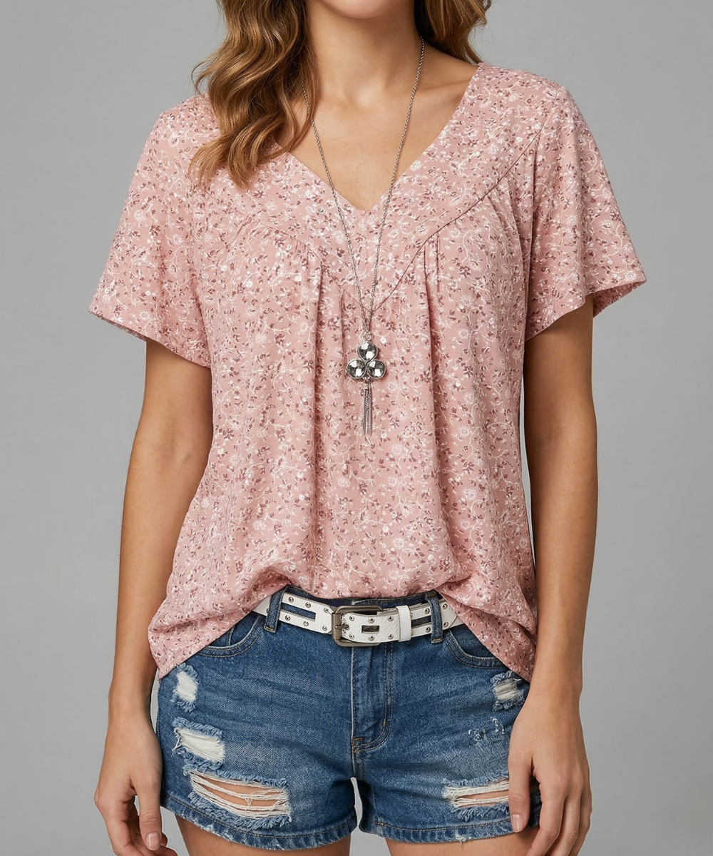 Flora™ | T-shirt con Scollo a V Floreale
