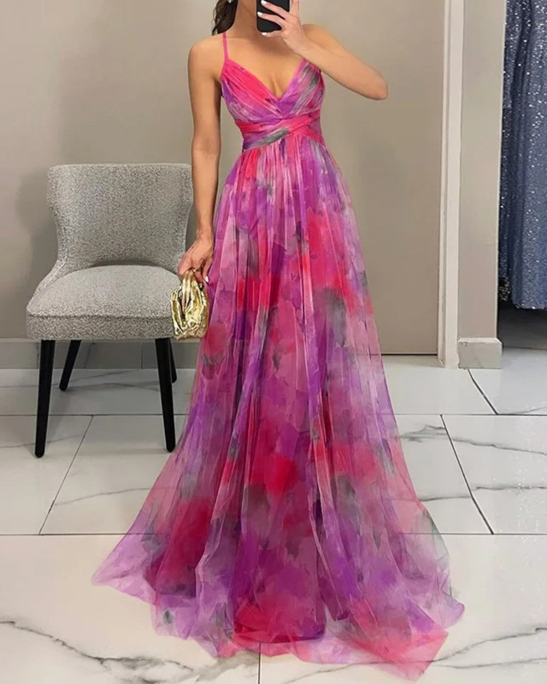 Caterina™ | Abito Maxi Floreale Elegante