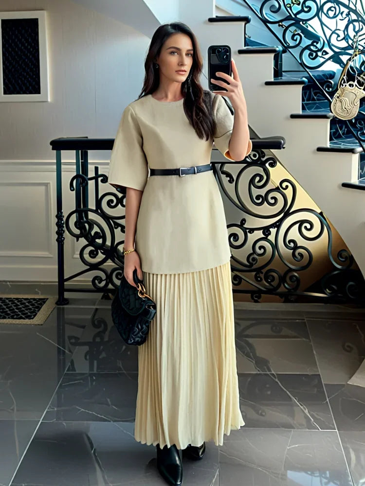 Chiara™ | Abito midi elegante con pieghe raffinate