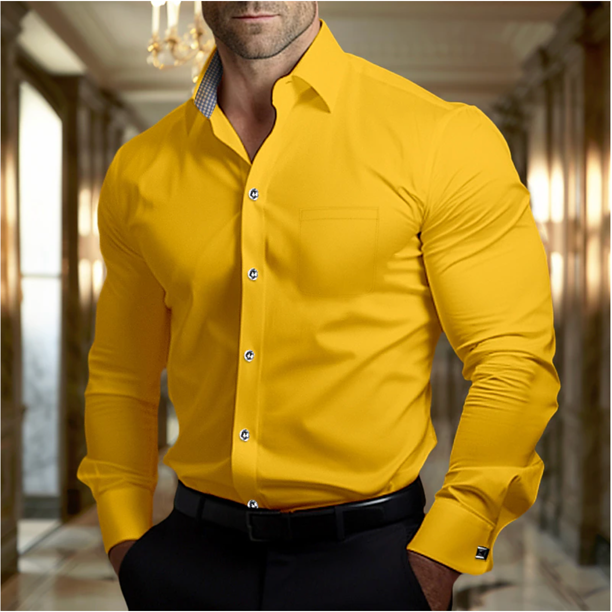 Olivier - Camicia di cotone traspirante da uomo