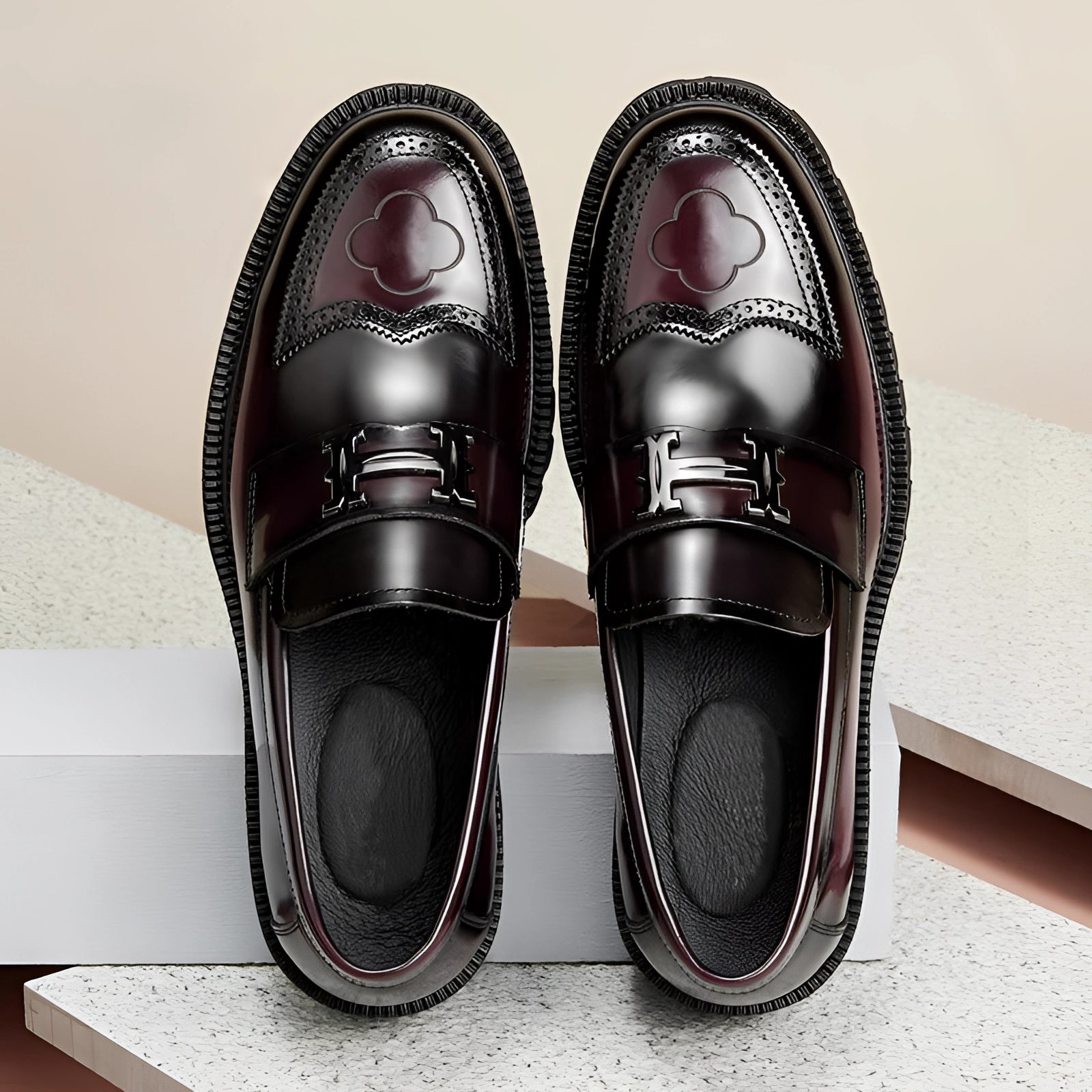 Marc – Mocassino in pelle bordeaux con suola spessa