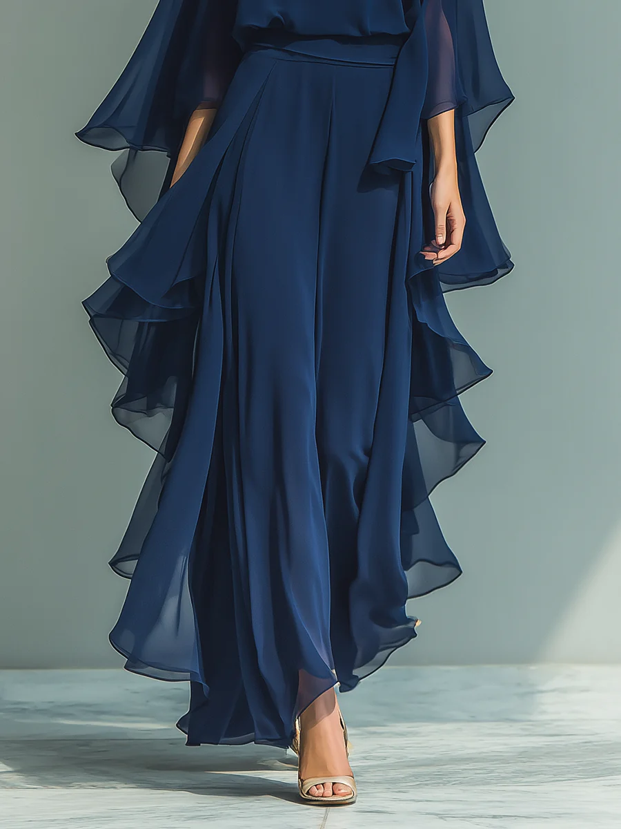 Aurora™ | Completo Elegante in Chiffon con Balze