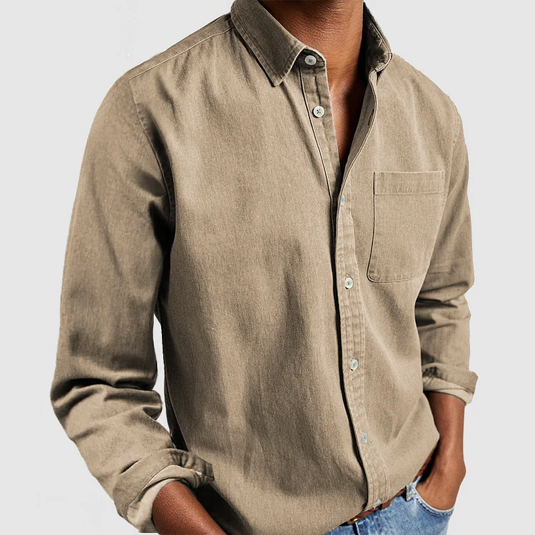 Blake - Camicia casual a maniche lunghe con colletto a revers per uomini