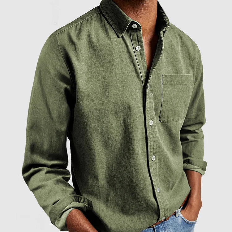 Blake - Camicia casual a maniche lunghe con colletto a revers per uomini