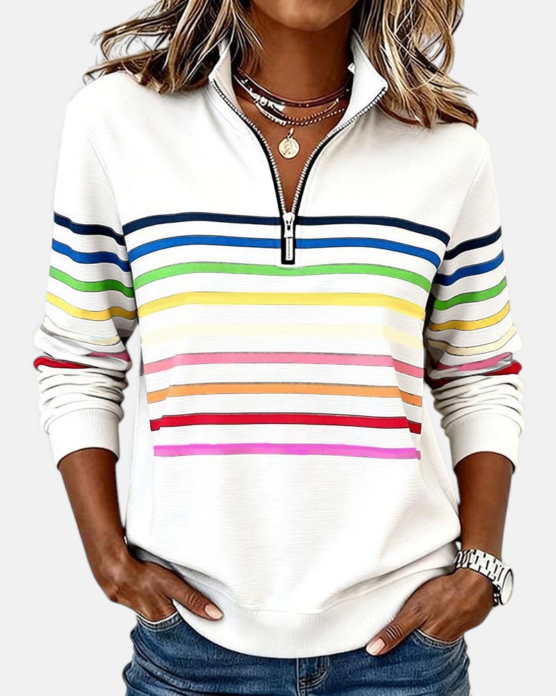 ARIELLA™|FELPA A RIGHE ZIP