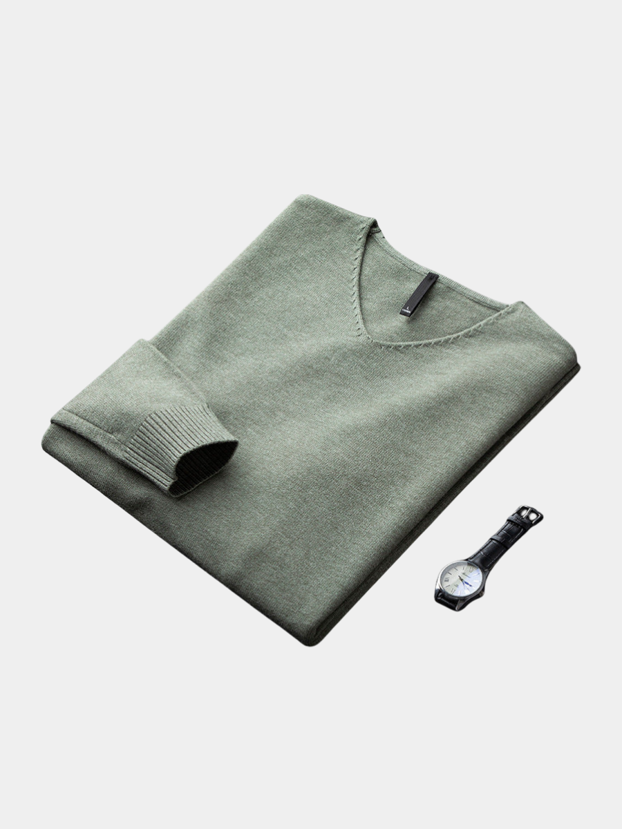 SILVORO | MAGLIONE A V IN FIBRE PREGIATE PER UOMO