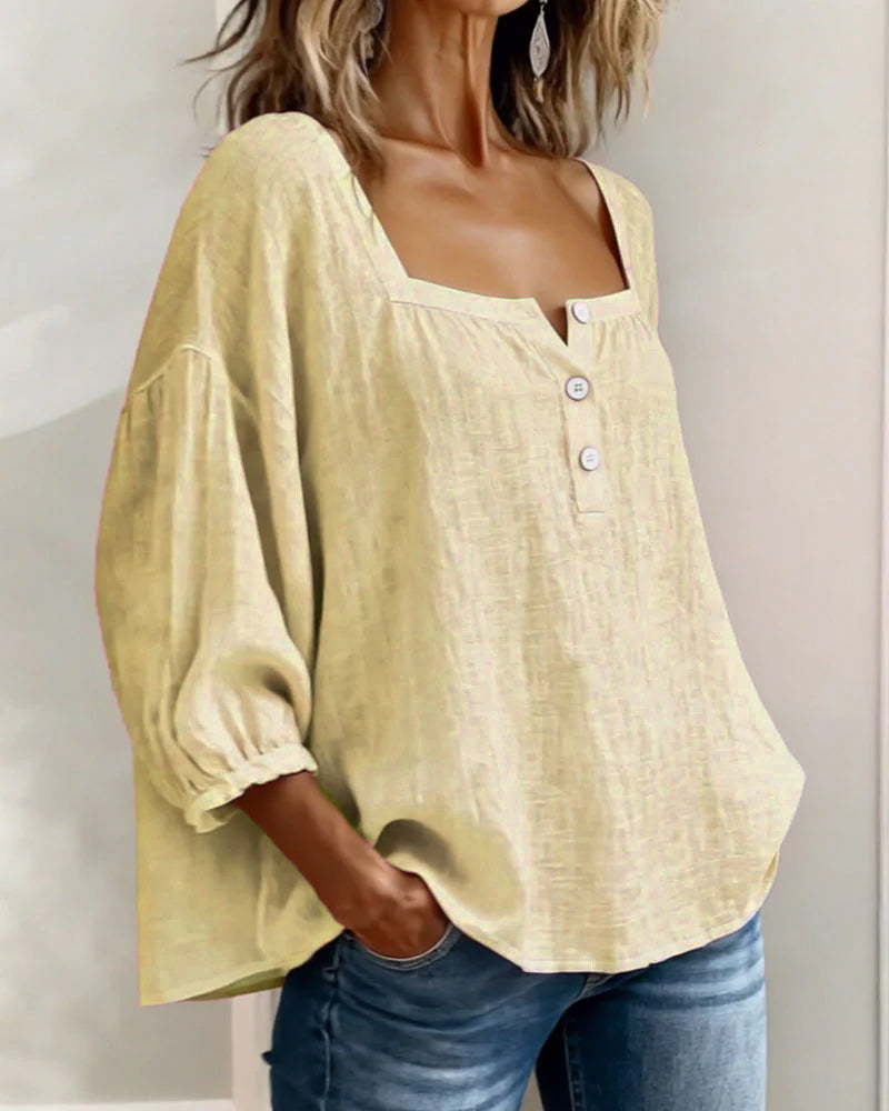 Livia™ | Blusa con scollo quadrato e maniche morbide