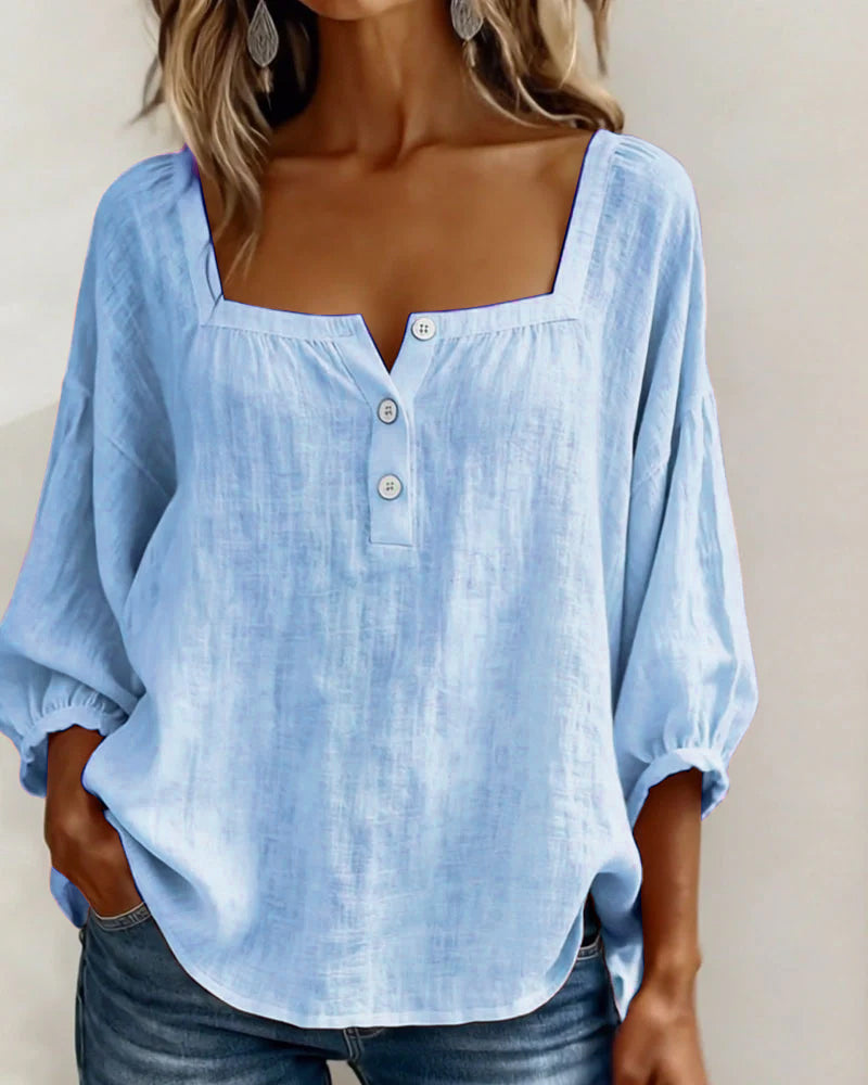 Livia™ | Blusa con scollo quadrato e maniche morbide