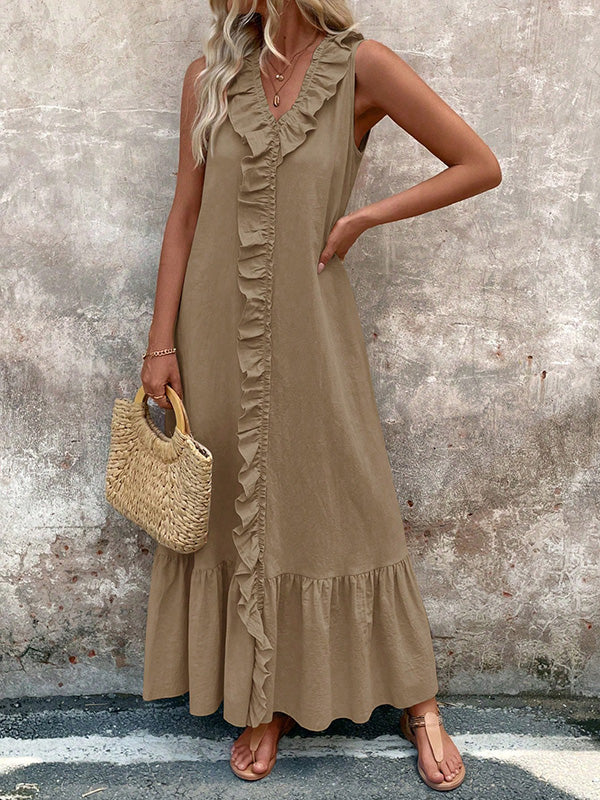 Alba™ | Abito Maxi A-Line con Balze
