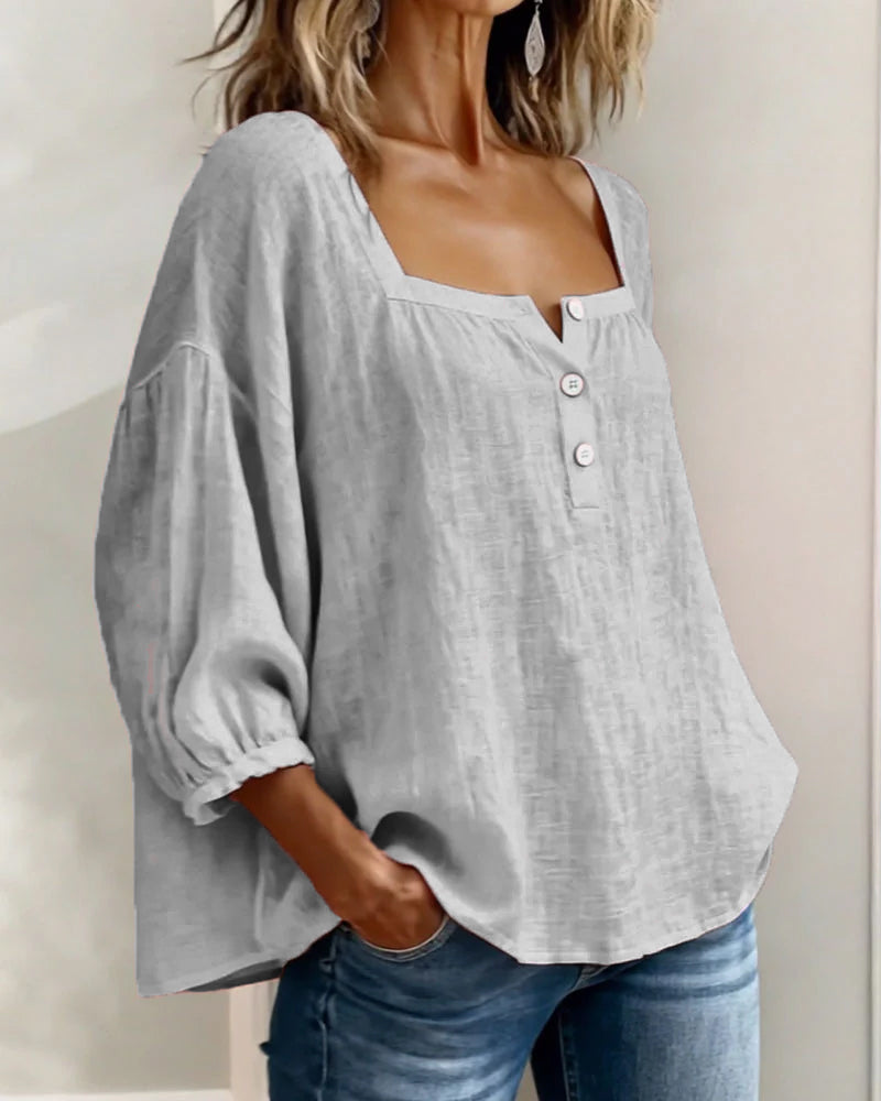 Livia™ | Blusa con scollo quadrato e maniche morbide