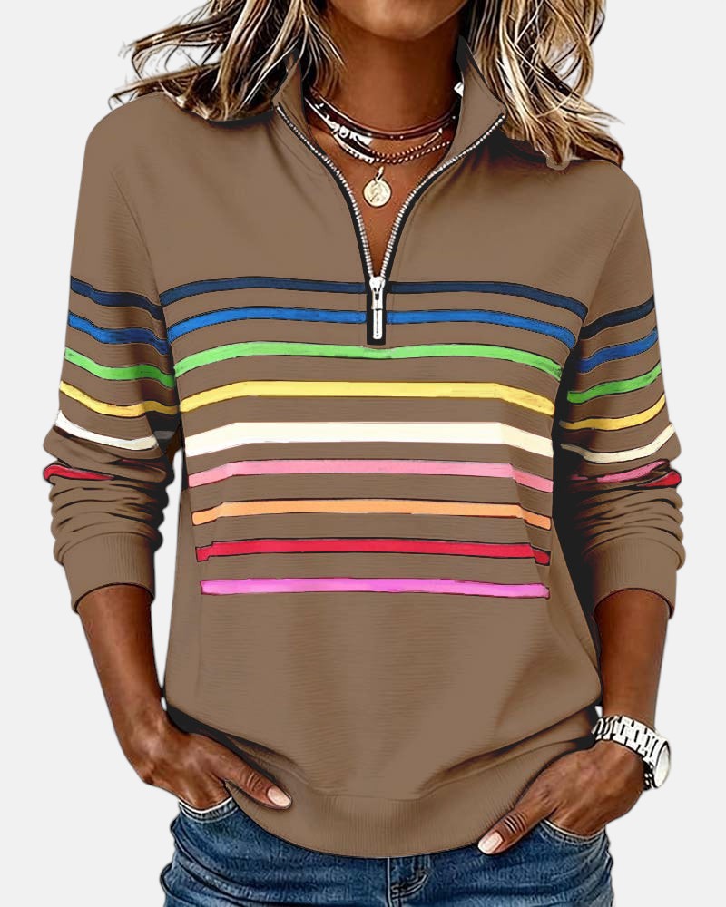 ARIELLA™|FELPA A RIGHE ZIP