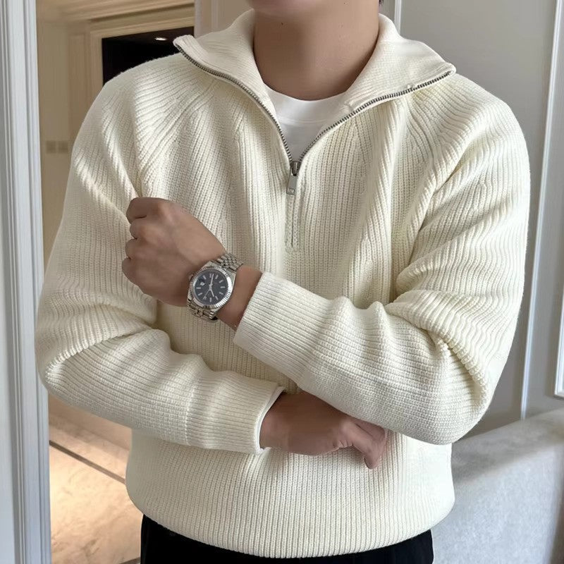 Lino – Maglione di cotone con zip a quarto