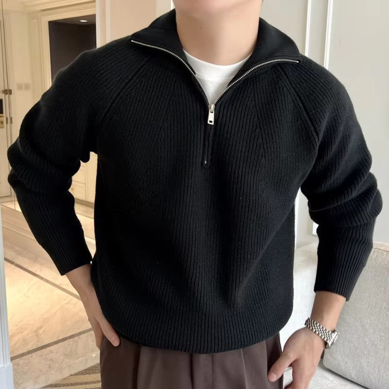 Lino – Maglione di cotone con zip a quarto