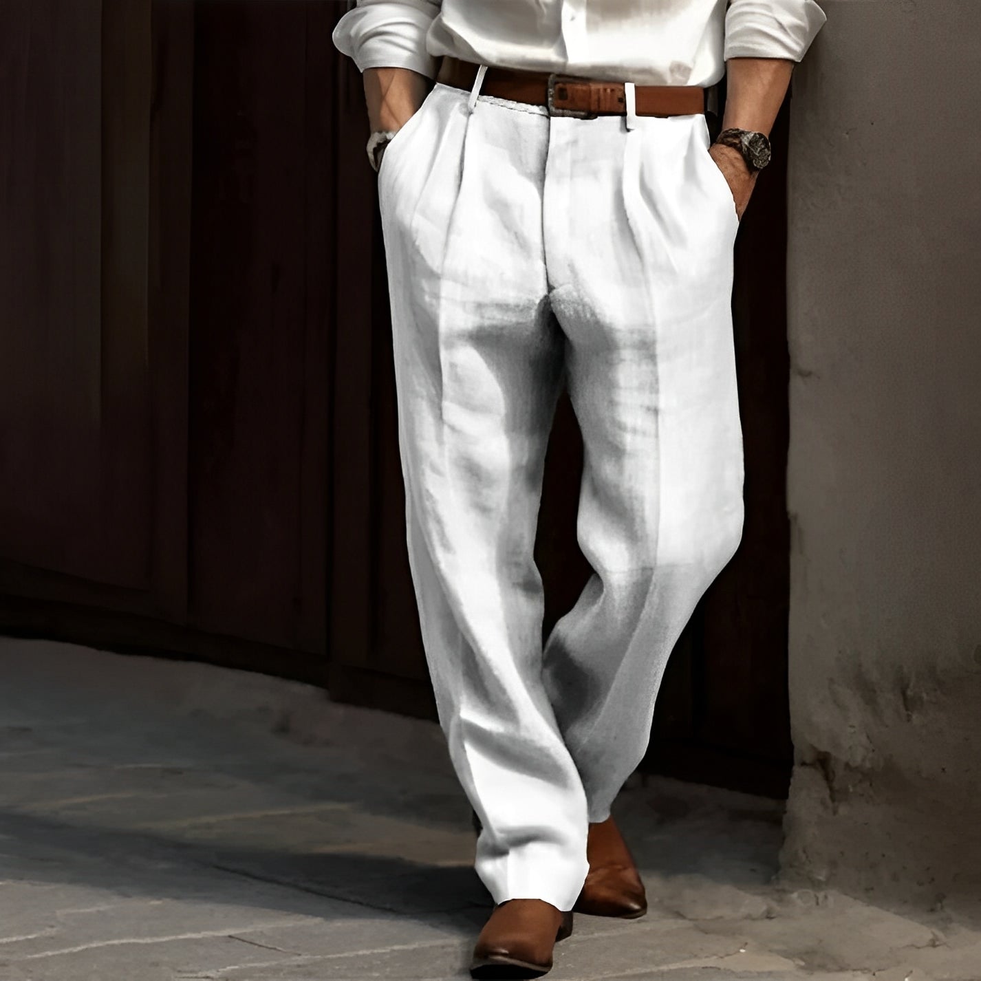 Carlos - Pantalone in lino retrò da uomo