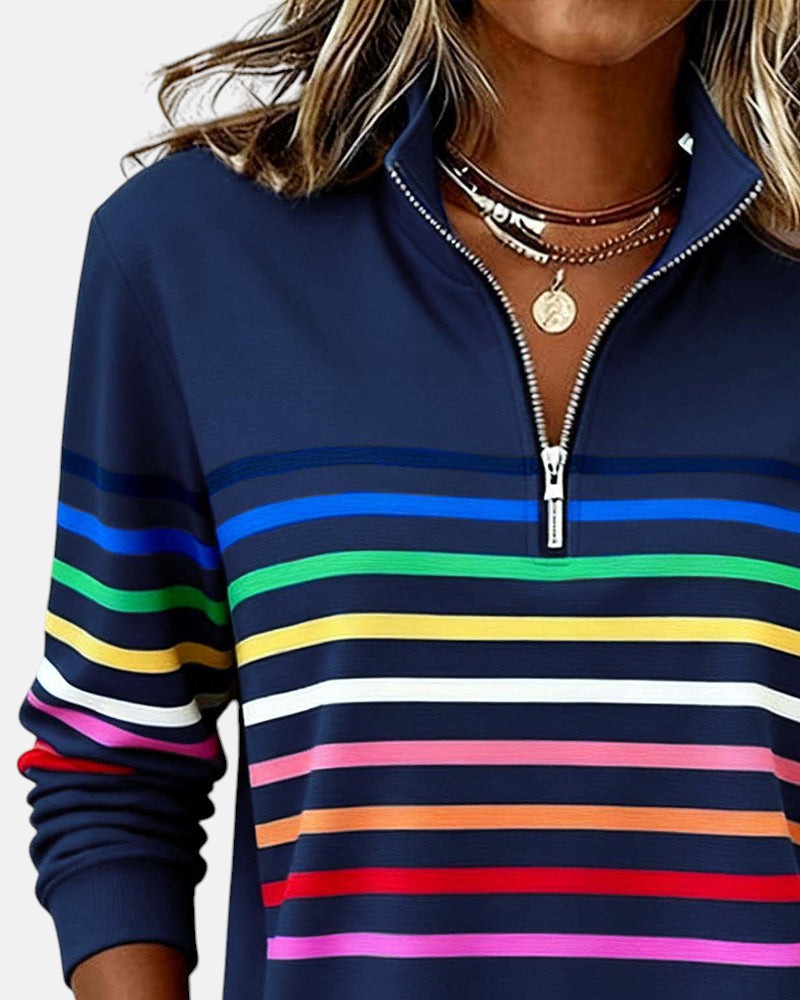 ARIELLA™|FELPA A RIGHE ZIP