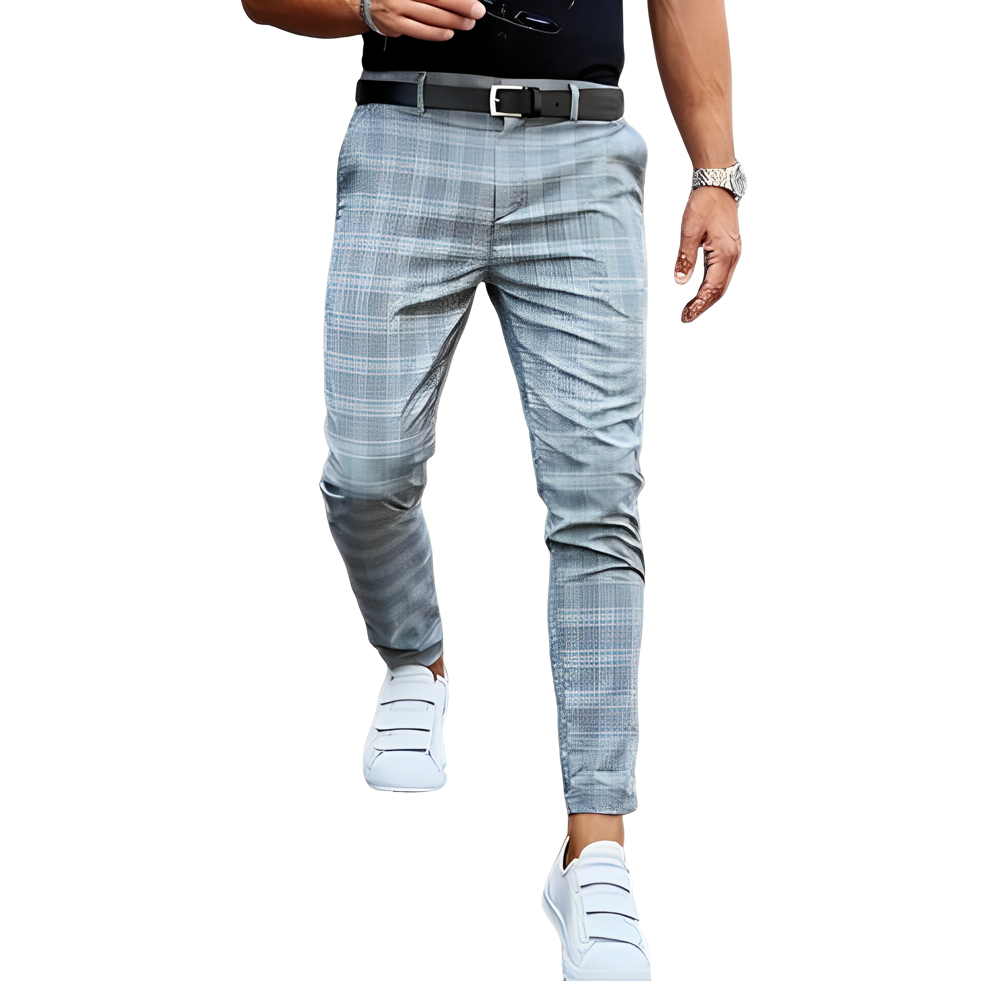 Deacon - Pantaloni Slim-Fit Casual con Motivo a Quadri per Uomini
