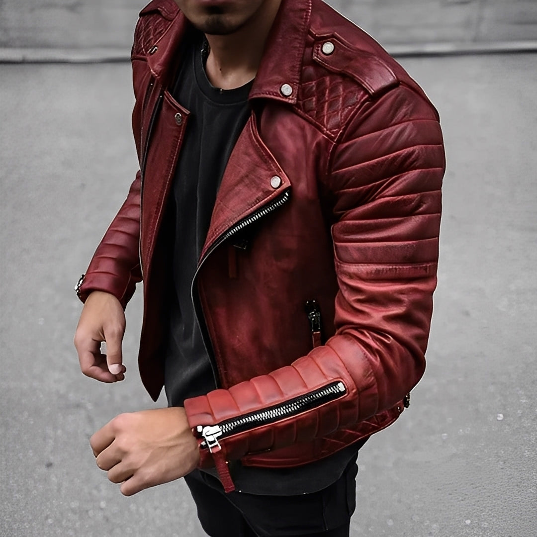 Easton - Giacca in pelle retrò per uomo dal design elegante