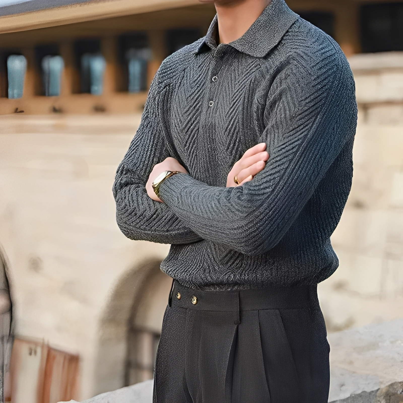 Darius – Maglione a maglia con maniche lunghe