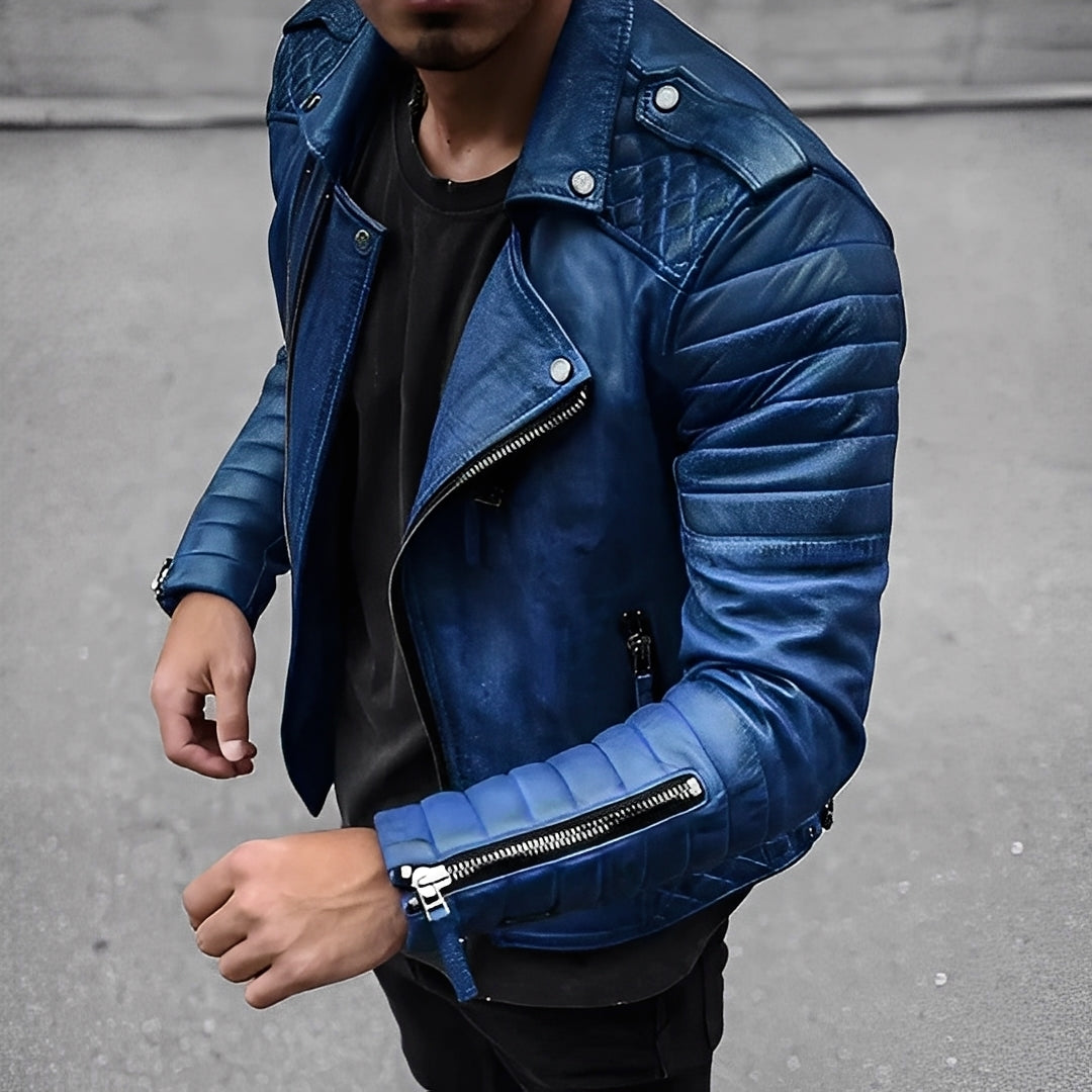 Easton - Giacca in pelle retrò per uomo dal design elegante