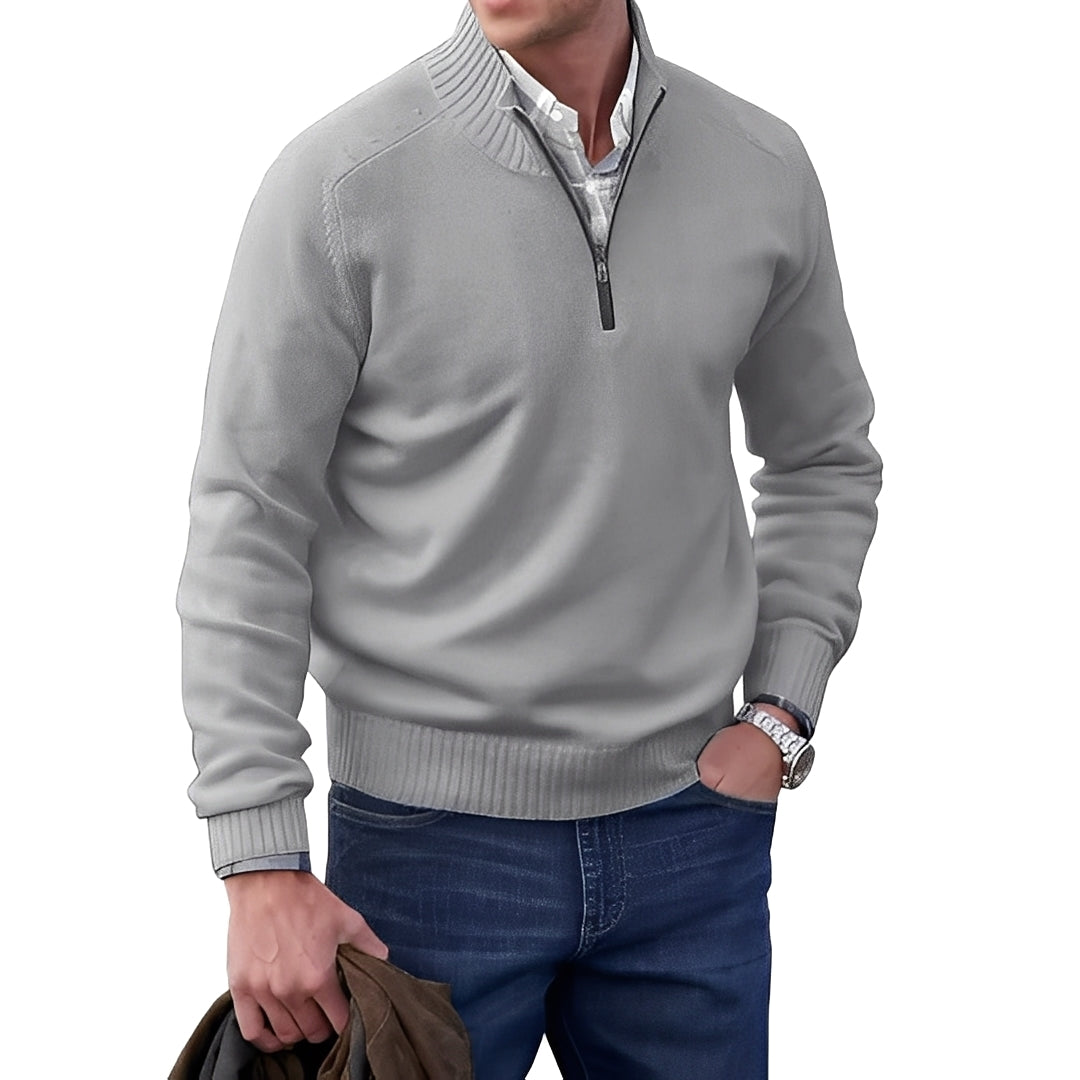 Merrill - Maglione in lana casual con zip per uomo