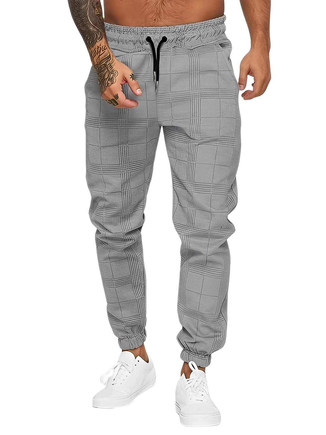 Colbert - Pantaloni casual a quadri con vestibilità comoda per uomini