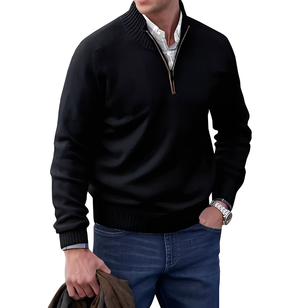 Merrill - Maglione in lana casual con zip per uomo