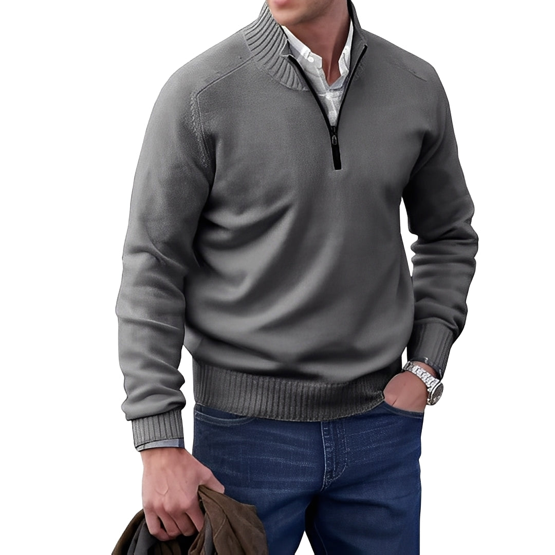 Merrill - Maglione in lana casual con zip per uomo