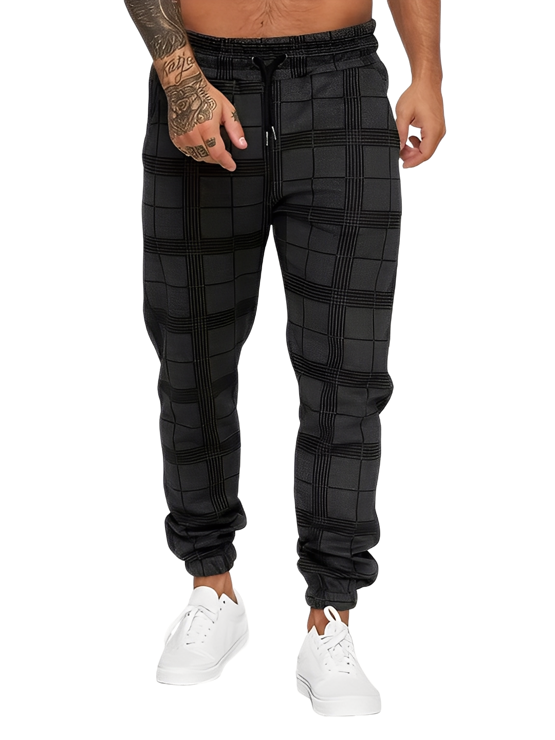 Colbert - Pantaloni casual a quadri con vestibilità comoda per uomini