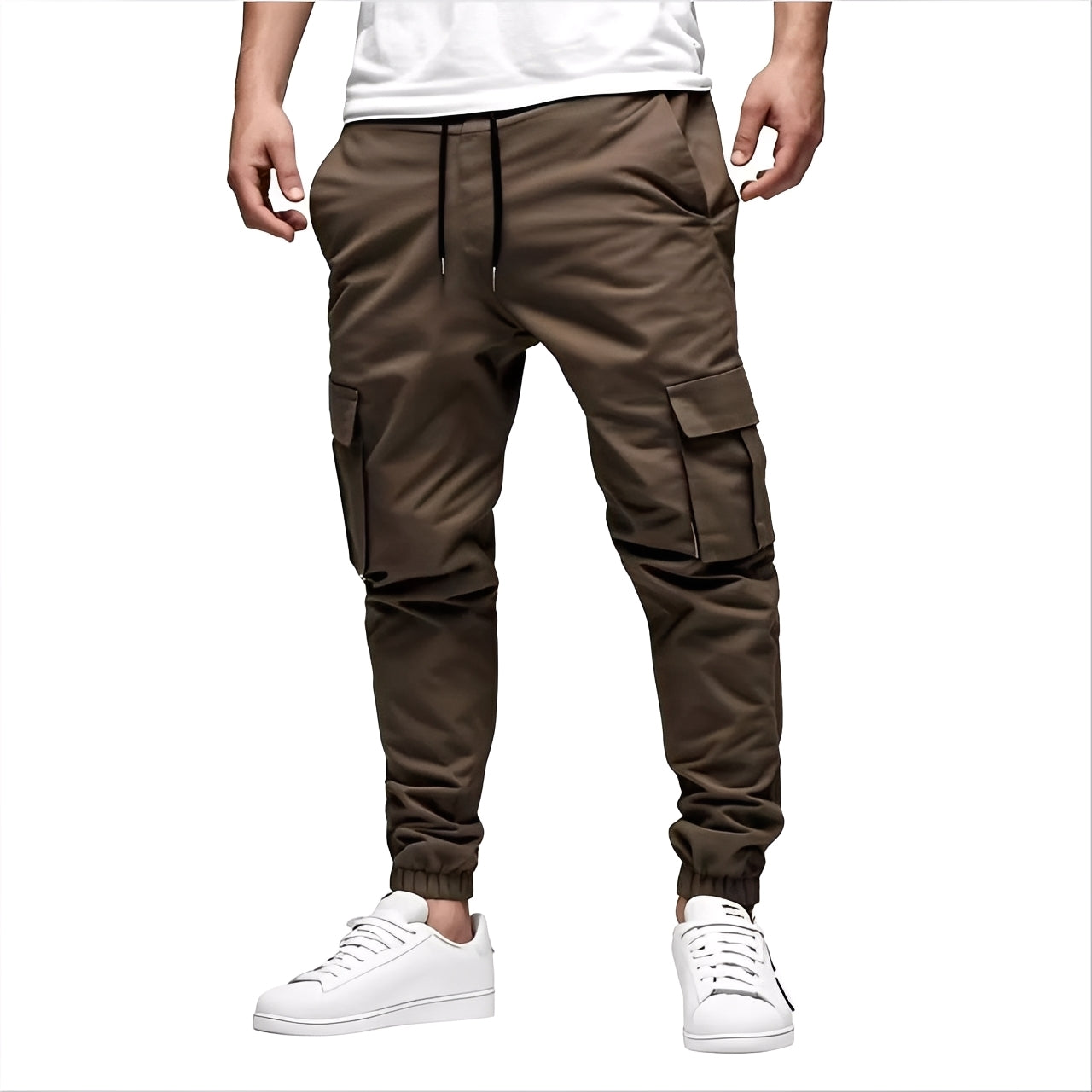 Tevin - Pantaloni cargo elasticizzati casual e stretti per uomo