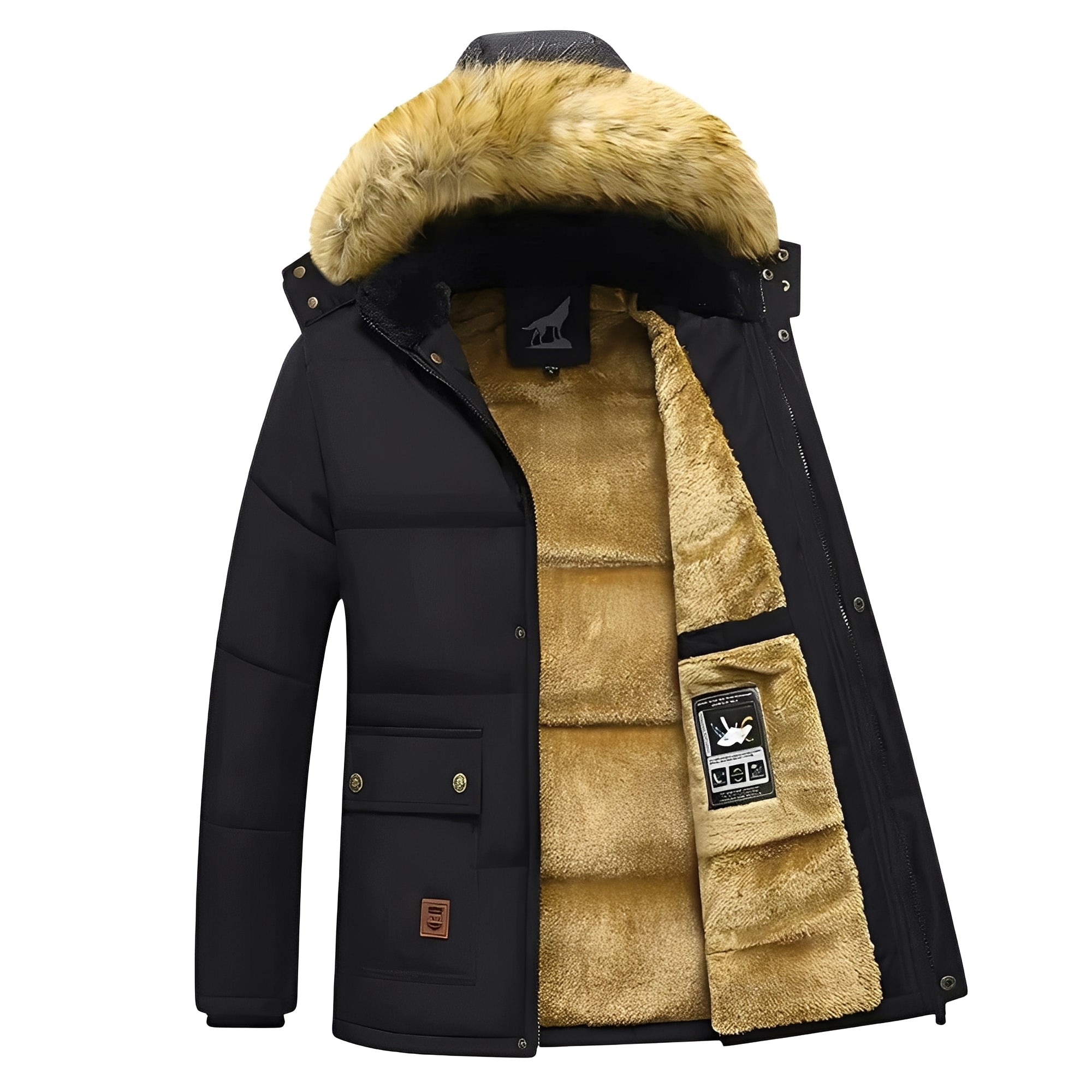 Crispian - Parka caldo con cappuccio rimovibile per uomo