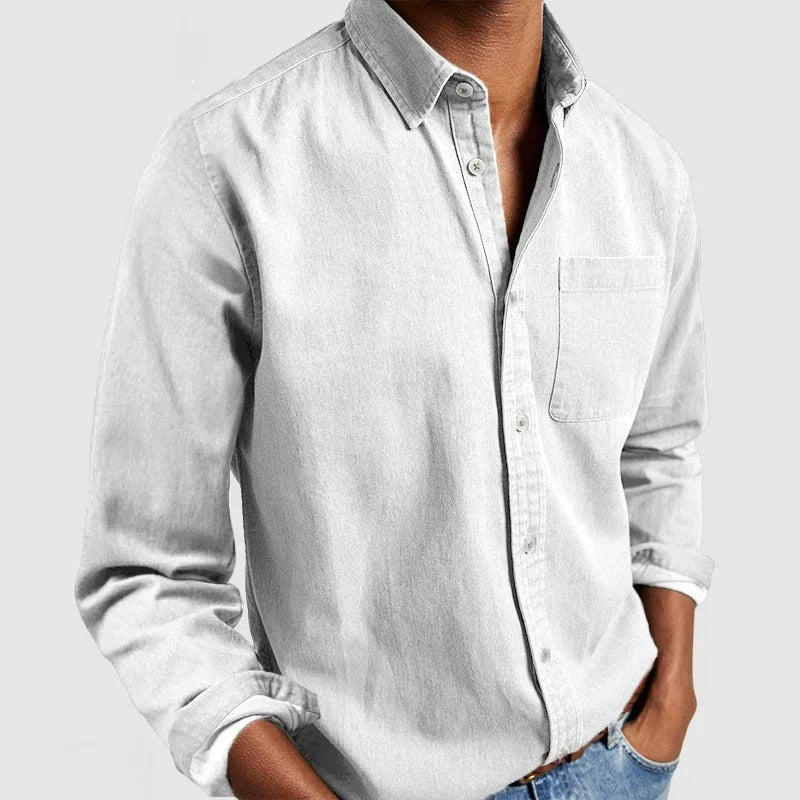 Nathan - Camicia casual a maniche lunghe con colletto a revers per uomo